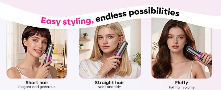 Flat Iron Cordless Hot Brush 2-in-1 Straightening & Curling 200Million Negative Ions 360° Heating Safe Mode Ceramic Coating Portable Travel-Friendly  Plancha de Cabello