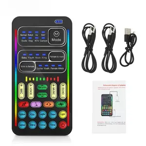 i9 Voice Changer Mini Multiple Audio Effect Bluetooth-Compatible Live Sound Cards Ultra-Thin Portable Live Sound Card Mic Tool