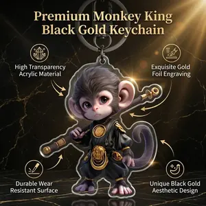 Acrylic Monkey King Keychain Gift Set, High-Quality Embossed Design, Anime Style Decoration, Perfect for Collectors and Fans