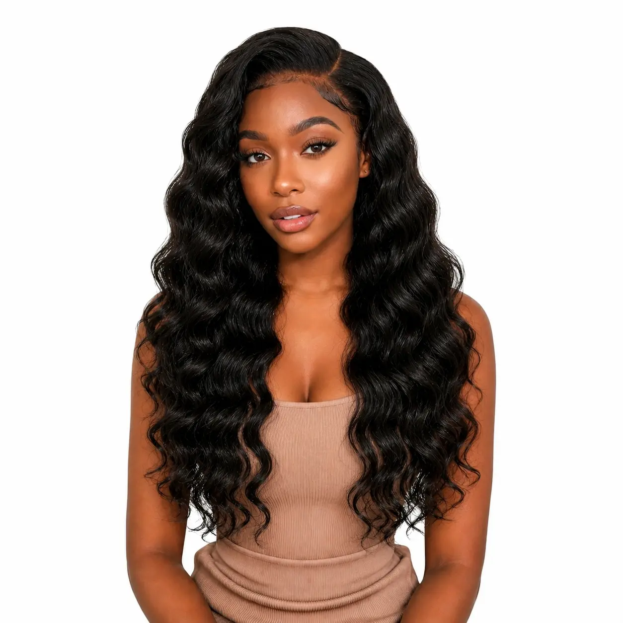 [26 inch $82.99]13x4 Deep Wave Lace Front Wig Human Hair – Black, Highlight & Burgundy Color Options, HD Lace Natural Hairline, 180% Density Curly Wig for Black Women