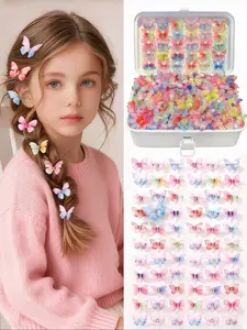 Ethereal Double-Layer Sheer Mesh 3D Butterfly Hair Clips, Sparkling Rhinestone Accents, Cute Fairy Design, Ideal for Daily & Party Use, All Seasons Hair Clips