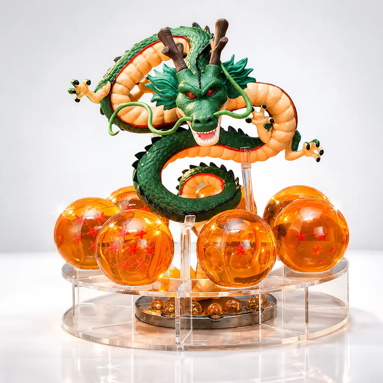 DBZ Handmade Dragon Resin Statue with 7 Acrylic Crystal Balls, Detailed PVC Fantasy Collectible Figure, Desktop Home Decor Gift for Collectors, Birthdays & Weddings
