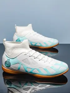 New Men's Indoor High-Top Flat Soccer Shoes Ic Breathable Durable for Professional Matches Training, Comfortable Sports Footwear Football Boots
