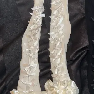 Women's Sexy Hollow Out Satin Bow Lace Gloves, Lolita Style Thin Sun Protection Arm Sleeves, Summer Fingerless Sunscreen Mittens Fitted