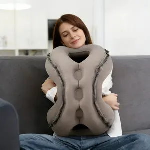 Upgrade Version Inflatable Cushion Pillow, Neck and Chin Support Travel Headrest, Suitable for Airplane, Car, Office Use