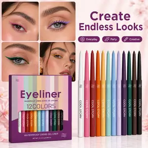 12-Piece Colorful Matte Gel Eyeliner Set, Waterproof Liquid Eyeliner Pen, Multi-Color High Pigment, Perfect for Daily Use and Events, Makeup