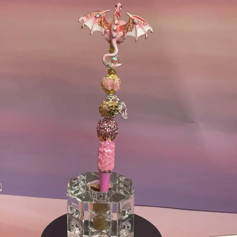 Pink Dragon Beaded Pen, Cute Decorative Writing Tool for Daily Note-Taking & Gifting