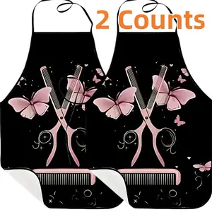 Haircut Tools Pattern Polyester Apron, 2 Count Funny Unisex Cooking Apron, Novelty Cooking Aprons, Barber Apron, Christmas Gift,Gift For Hair Dresser,Winter Apron for Women,Thanksgiving Gift,Nails Design Tool, Nail Tech