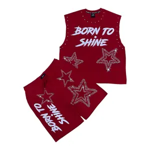 SM6979 - Born To Shine with Studs Sleeveless Cropped Shirt, Shorts SET