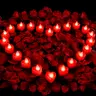 2000 Red Artificial Rose Petals & 24 Red Heart LED Tea Lights Set - Table Room Accessories, House Decor Bouquet Flowers, Anniversary Gifts for Her, Romantic Event Decor