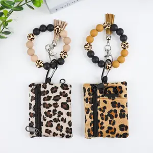 Zero Wallet Outdoor Portable Zipper Coin Card Bag Handchain Key Storage Bag Leopard Pattern Multi functional Small Wallet