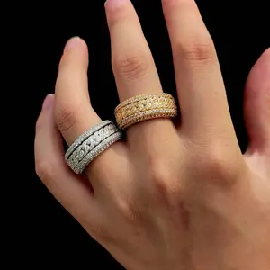 2025 New Style Hip-hop Zircon Ring, Rotatable Cuban Ring, Trendy Brand, Fashionable and Personalized Men's Ring.
