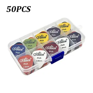 50 Piece Guitar Picks Set, 6 Different Thicknesses, Multiple Playing Styles, Enhanced Precision and Comfort, Includes Pick Box