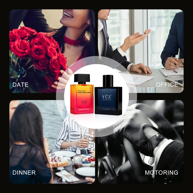 YCZ Men's Cologne 2-Piece Set Marine & Passionate Love 50ml Each Unisex Perfume Duo for All Occasions Long-Lasting Wear Cruelty-Free & Vegan Fragrance Pack Carefully Picked Scents Elegant Scent