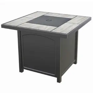 212 MAIN 32 in. Square Gas Fire Pit - Outdoor Furniture Set with Aluminum Plate, Piezo Igniter, Steel Cover, 4-Season Use