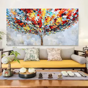 Abstract Colorful Balloon Tree Pattern Unframed Painting, Canvas Wall Art Poster, Wall Art Decor for Home Living Room Bedroom, Ornaments