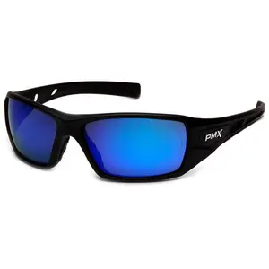 Pyramex Velar Safety Glasses with Black Frame and Ice Blue Mirror Lens