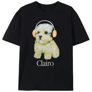 Clairo Merch T-Shirt Men Women Funny Cute Headphone Puppy Short Sleeve T Shirt Tee Top