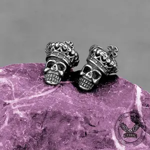 GTHIC Vintage Cross Crown Skull Stainless Steel Stud Earrings Gothic Statement Jewelry for Men Women Daily or Party Wear