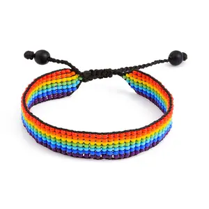Rainbow LGBT Pride Bracelet Handmade Braided Friendship String Bracelet for Gay & Lesbian LGBTQ Wristband Adjustable Size