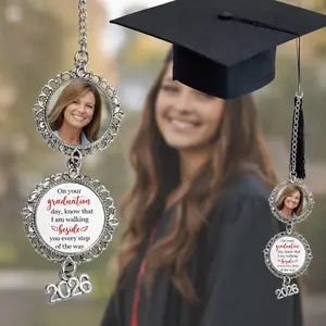 Personalized Memorial Graduation Tassel Photos Charm, Graduation Day Memoria, Graduation Tassel