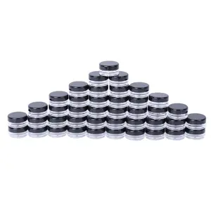 50pcs Makeup Jars Cosmetic Samples Empty Containers Plastic Round Cap Small Bottles