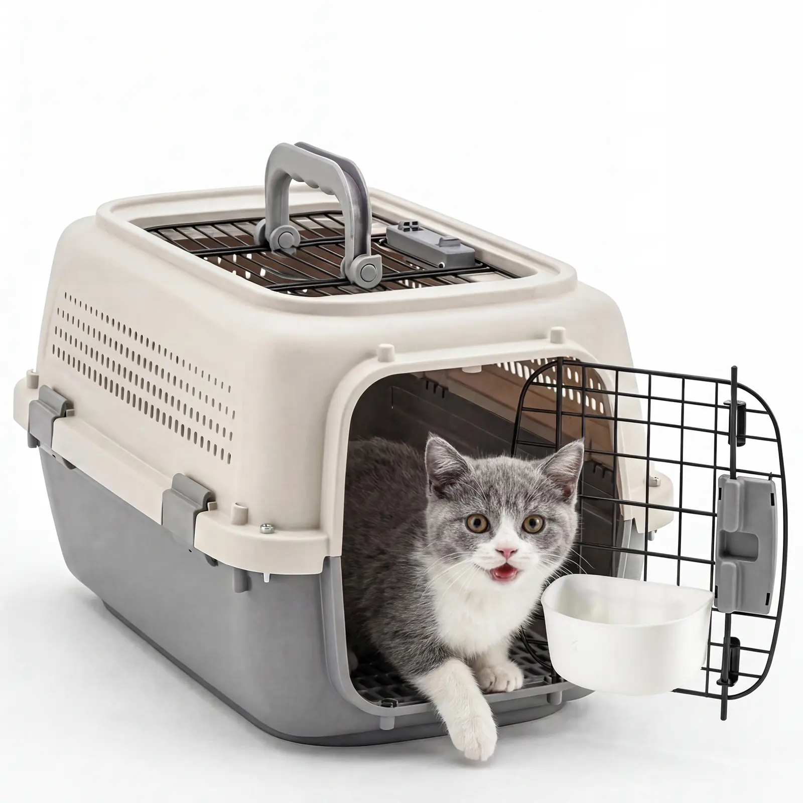 Airline Approved Pet Carrier, Sturdy Hard Plastic Cat Carrier with Dual Doors, Safety Lock, Ventilation Holes, Ideal for Car Rides, Airplane & Vet Visits Airline Approved Pet Carrier, Sturdy Hard Plastic Cat Carrier with Dual Doors, Safety Lock, Ventilation Holes, Ideal for Car Rides, Airplane & Vet Visits