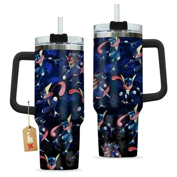 WexAnime 40oz Greninja Insulated Portable Beverage Flask - Double-Wall Vacuum Stainless Steel, Anime Design, Washable Leakproof Straw Lid with Black Cap & Handle, 12H Hot/24H Cold Retention, Valentine Gift Drinkware, Insulation