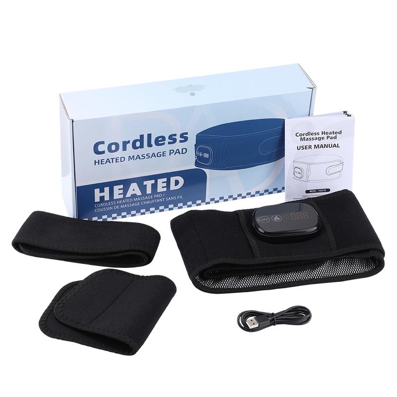 Cordless Lower Back Massager, Waist Heating Pad, Shoulder Heating Pad, LED Belt with 3 Levels Heat & Vibration, 5000mAh Heated Back Wrap Strap for Dad Mom Gifts, Portable Heating Pad