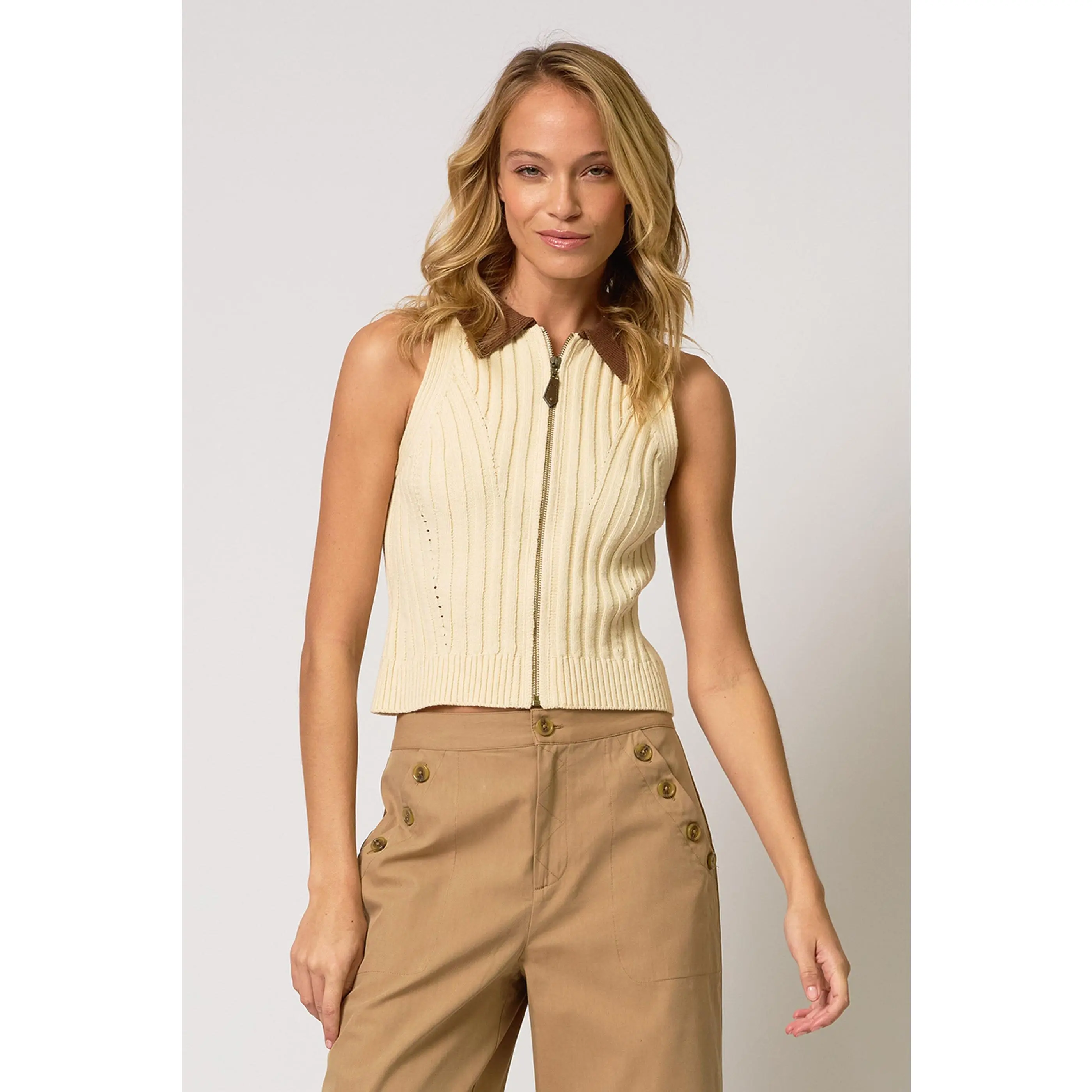 Phoebe Zip Up Ribbed Tank