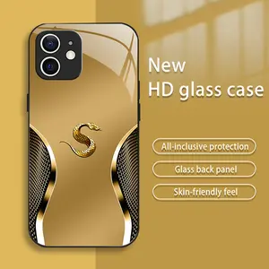 Suitable for [iPhone 12 Mini] New high-end creative auspicious gold zodiac animal mobile phone case New business simple tempered glass mobile phone case affordable anti-fall and anti-fingerprint-888
