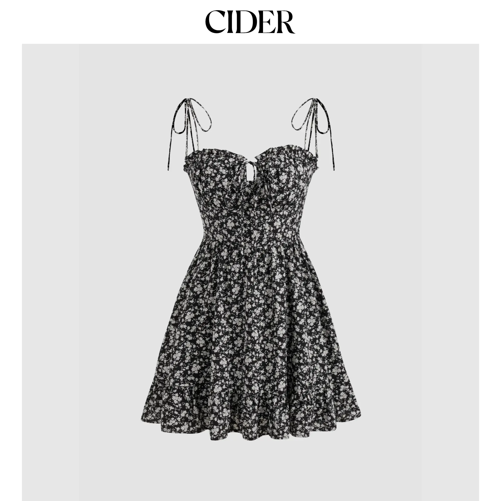 Cider Women's Casual Ditsy Floral Tie-Shoulder Mini Dress, 4 Colors, Size 2-26