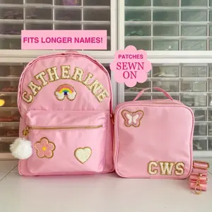 Custom Backpack and Lunchbox Set (2-Piece) - Personalize with Name & Colorful Patches - Perfect for Back to School