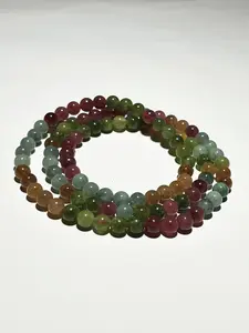 Natural Tourmaline 3-Round Beads Bracelet 6.5 mm