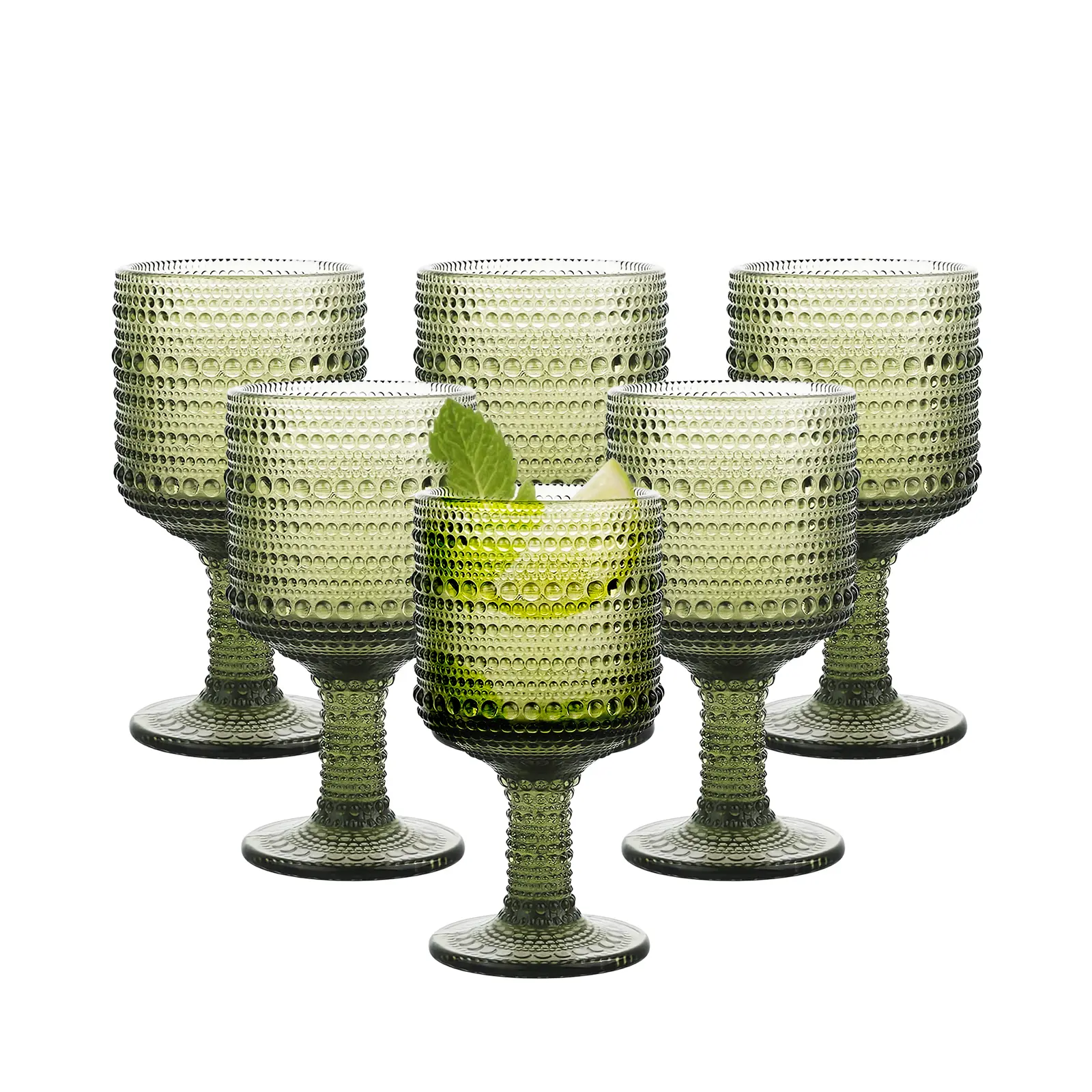 6-Pieces Glasses Drinking Wine Water Goblets Glassware set Vintage Stem Glasses Stemware 10 Ounces for Wedding Party Bar 350 ml