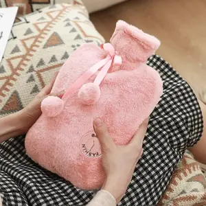 2000ML Premium Artificial Fur Hot Water Bottle, Pain Relief & Comfort, Ideal for Neck Back Shoulder Leg Menstrual Cramps, Hot Compress, Warm Compress