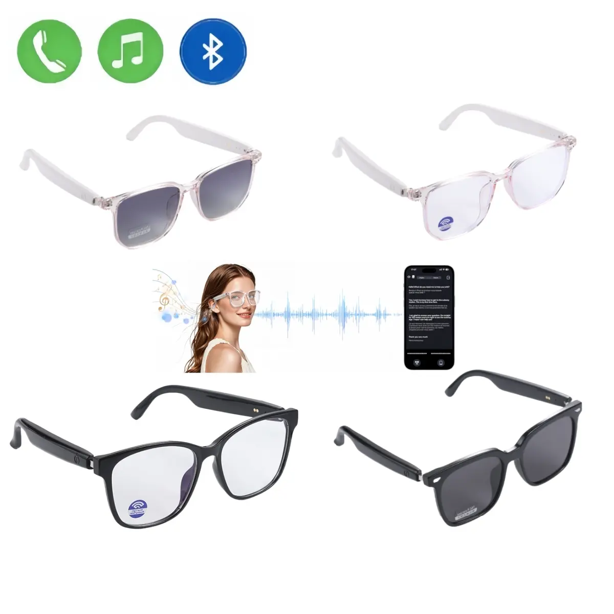 Wearable Smart Eyewear - Bluetooth Audio Sunglasses with Inbuilt Mic & Speakers, Unisex Waterproof Motorcycle Protective Gear for Outdoor Activities, Motorcycles