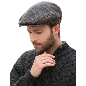 Mucros Weavers Irish Trinity Flat Cap for Men Grey/black/tan