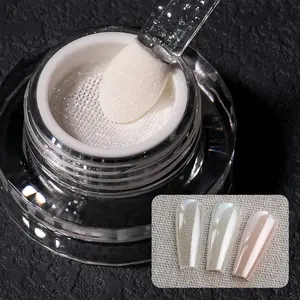 YOKEFELLOW GleamTap Cushion Aurora Chrome Nail Powder Magic Chrome Nail Powder for Beginners and Professional Super Shine Aurora Metallic Chrome Powder Nail Art Glitter Decoration for Home DIY Salon Manicure GT211 Magic White