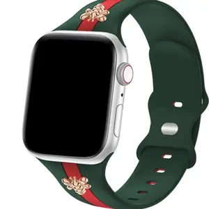 Smartwatch Watch Band for Ultra 49mm, 44mm, 42mm, 38mm, 40mm, 41mm Silicone with Gold Bees, Unisex Design, Wearable Wearable