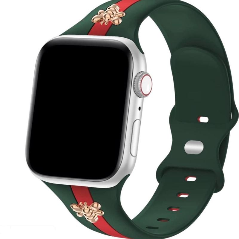 Smartwatch Watch Band for Ultra 49mm, 44mm, 42mm, 38mm, 40mm, 41mm Silicone with Gold Bees, Unisex Design, Wearable Wearable