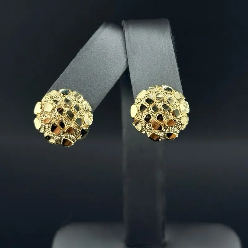 Unisex 10k Gold Nugget Stud Earrings - Elegant Minimalist Fine Jewelry, Gold Plated Daily Wear Accessories, Women's Romantic Gifts, Elegant Minimalist Earrings, Stud Earrings Jewelry