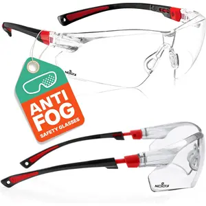 Clear Safety Glasses for Men and Women, Lightweight, Anti Fog Work Glasses with Adjustable Frames and No-Slip Grips Scratch Resistant with Superior UV Protection, ANSI Z87.1 Rated