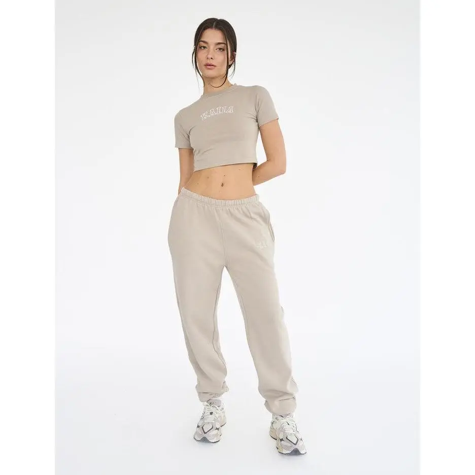 Kaiia Logo Cuffed Joggers Stone