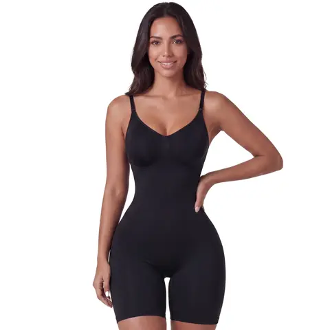 Women's Nylon Thong Fajas Salome 7002 Colombian Original Seamless Compression Bodysuit, Smooth Minimalist Shapewear for Women, 360° Sculpting Tummy Control, Butt Lifting, Adjustable Straps, Breathable Anti-Chafing Daily Faja Body Shaper - Made in Colombia