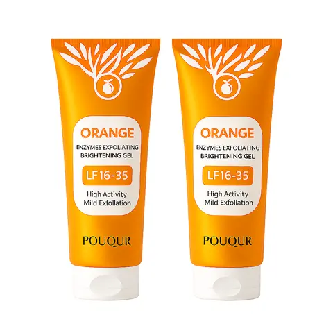 POUQUR Orange Enzymes Cleanser - Alcohol-Free, Chemical-Free, Natural Orange Ingredients Body Care Gel, Deep Cleansing Exfoliant Scrub for Face