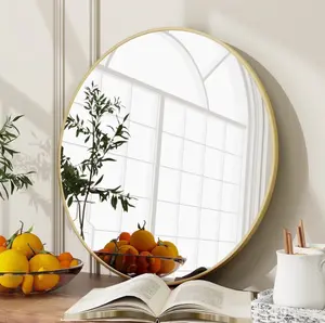 24" Wall Mirror Bathroom Mirror Wall Mounted Round Mirror, Gold