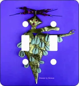 Akosua Gold Pin Double Switch Plate (African American Double Switch Plate)