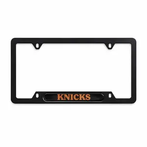 Knicks License Plate Frame Black Stainless Steel Car Tag Holder Orange Logo Durable Auto Accessory