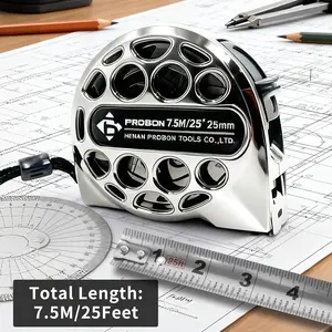 25FT/7.5M Stainless Steel Measuring Tape with Double Sided Scale Waterproof Retractable Measure Ruler Handy Measurement Tape for Construction Household Woodworking